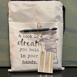 Blind date with a book and Stylish White and Black Book Holder Bag